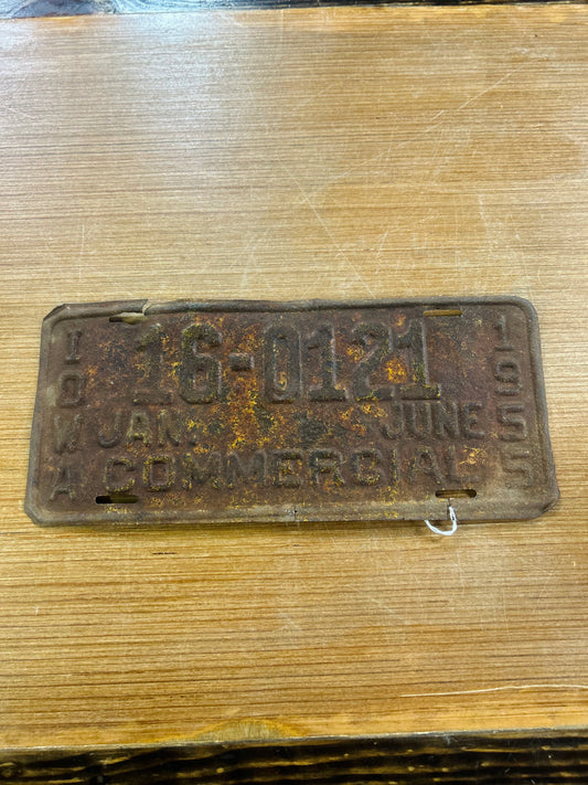 Vintage 1955 Iowa Jan-June 1/2 Year License Plate- Commercial