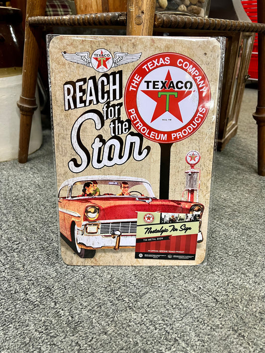 Texaco Reach for the Star Metal Sign