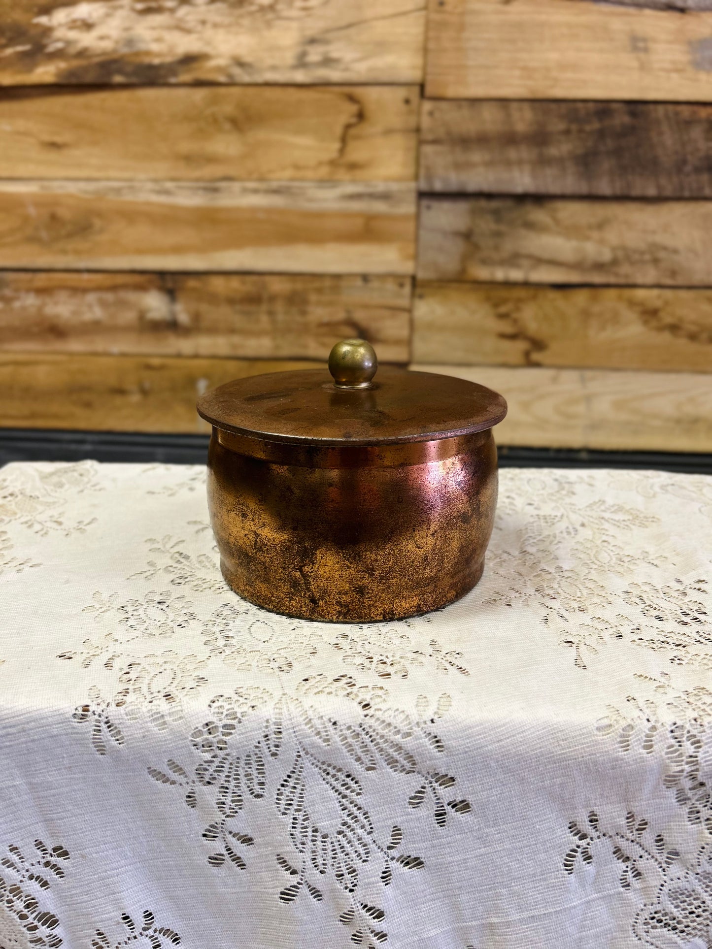 Vintage Tchibo Copper Tin with Brass Knob