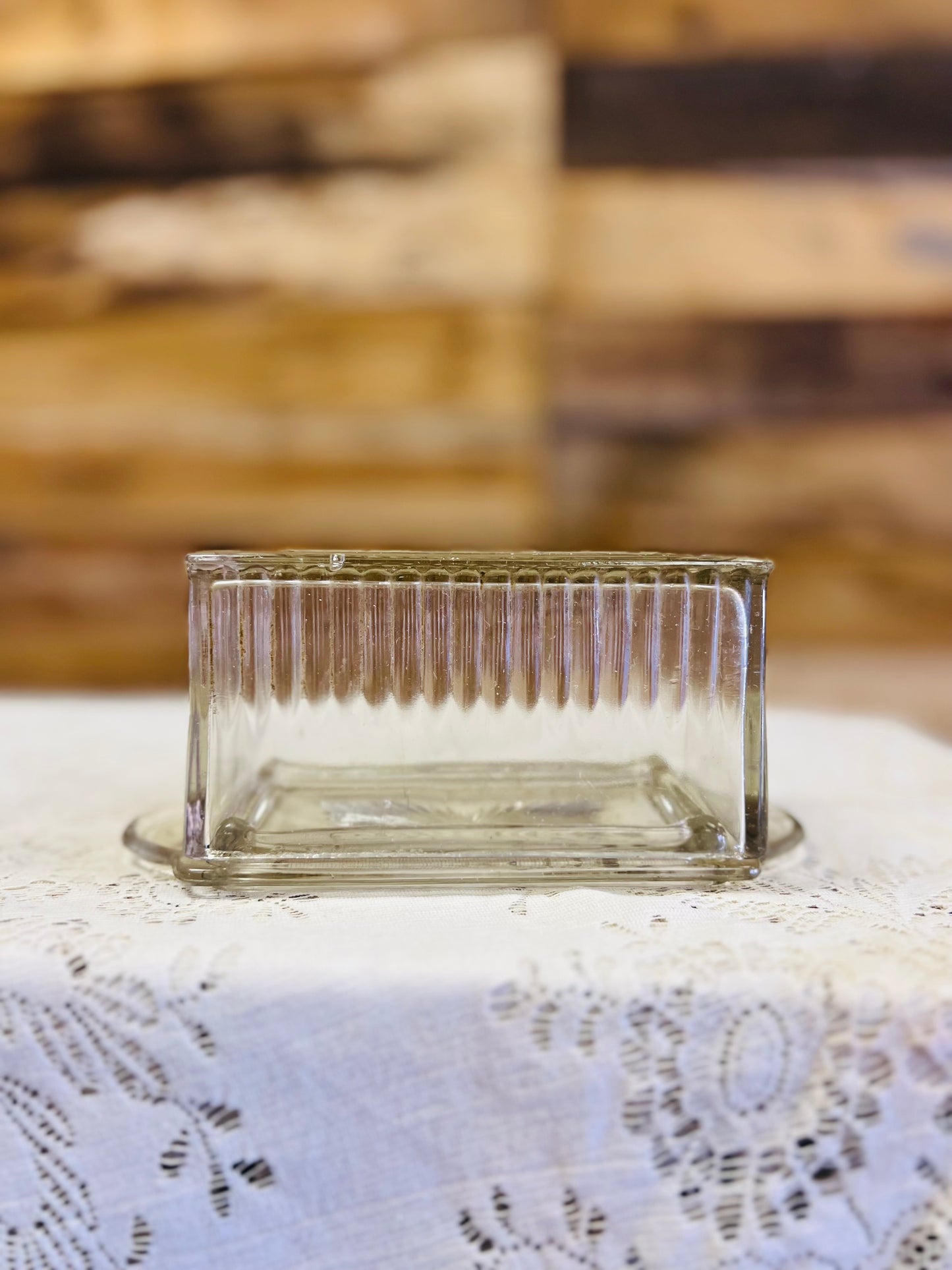 Vintage Clear Tall Butter Dish