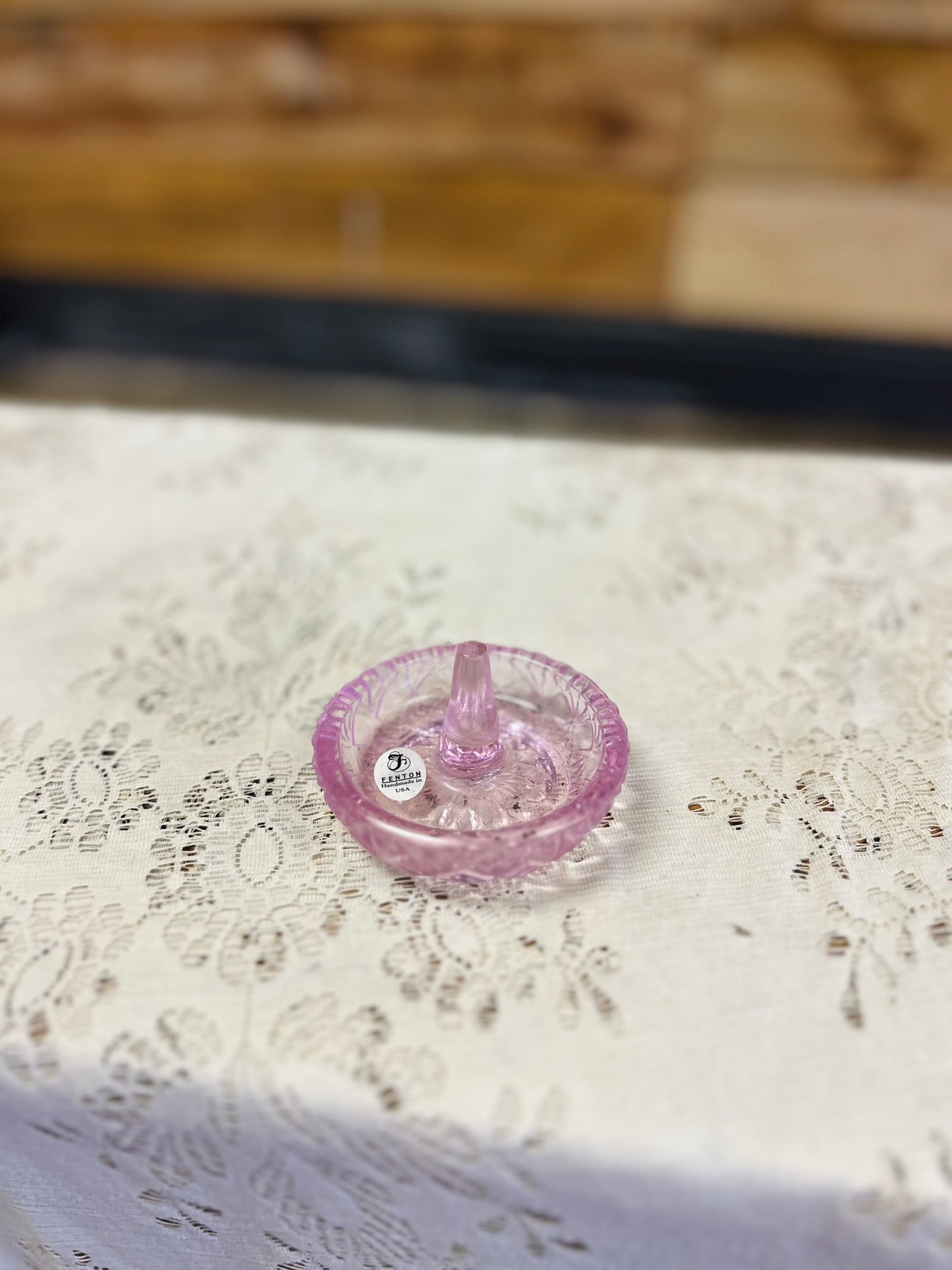 Vintage Fenton Pink Glass Ring Holder Tray