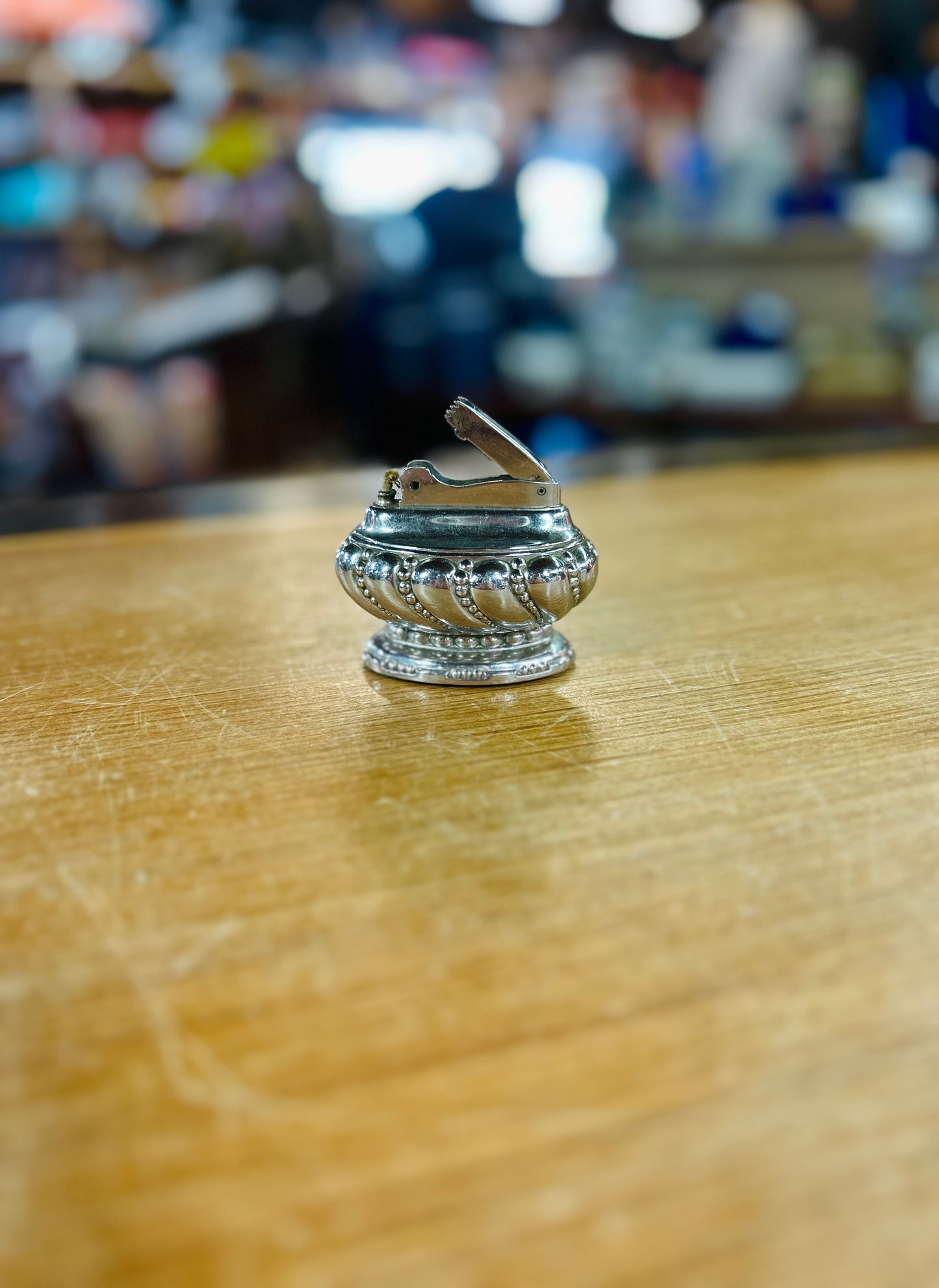Vintage 1940's- 50's Silver Plated Ronson Crown Table Lighter