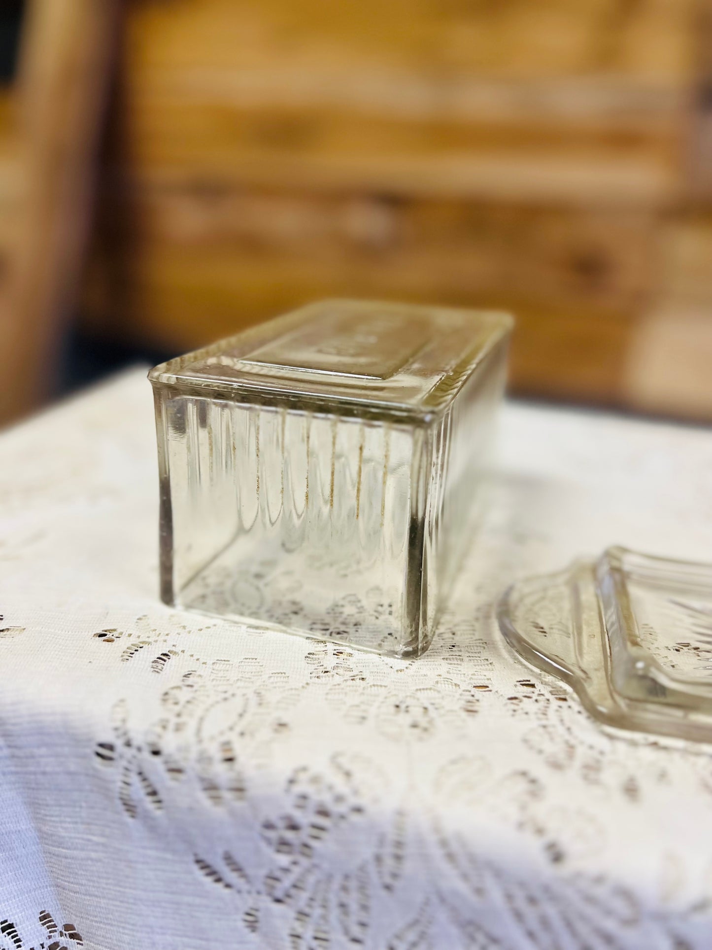 Vintage Clear Tall Butter Dish