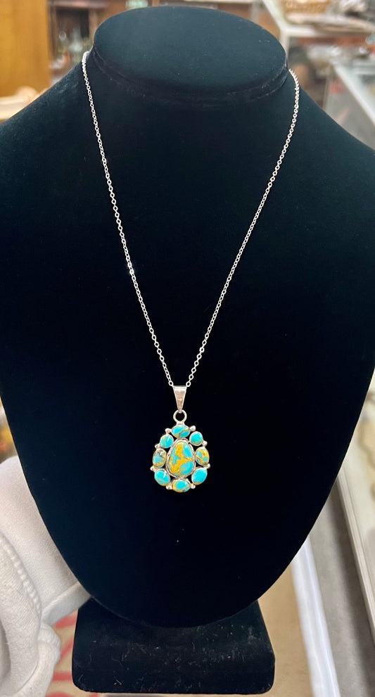 Navajo Turquoise Cluster Necklace