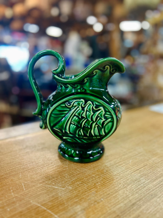 Vintage McCoy Green Sailing Ship Pitcher