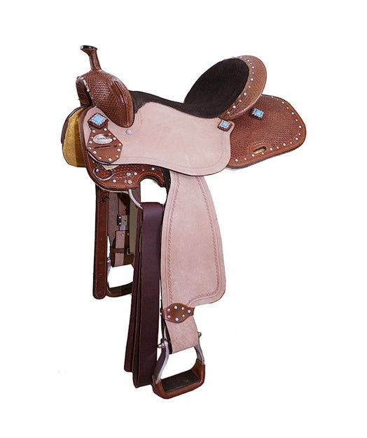 Tahoe Turquoise Accent Tough Western Barrel Saddle