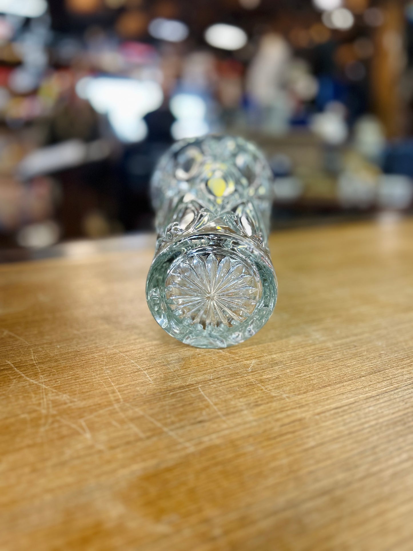 Vintage Anchor Hocking " Cross & Olive" Pattern Glass Vase