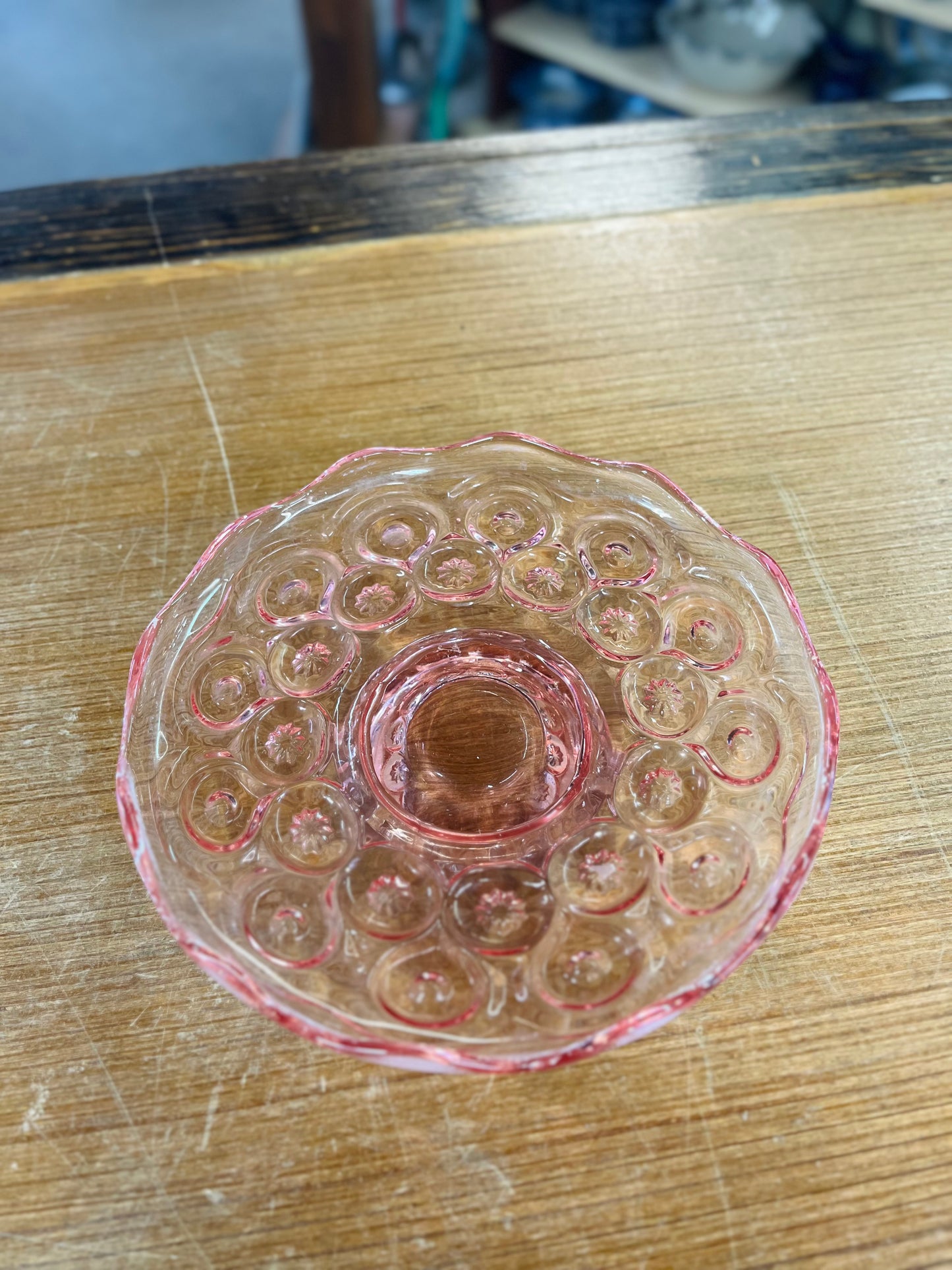 Vintage "Moon and Stars" Pink Depression Glass Plate
