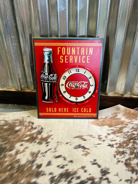 Coca-Cola Retro Tin Sign Neon Clock