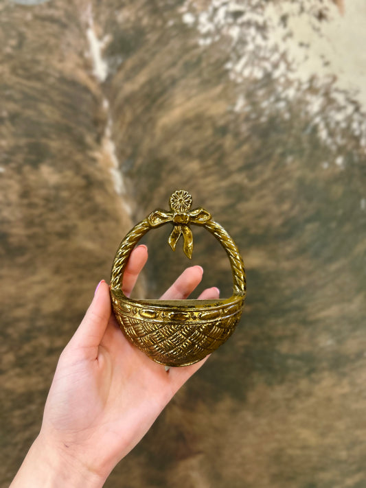 Vintage Burwood Gold-colored Basket Wall Decor