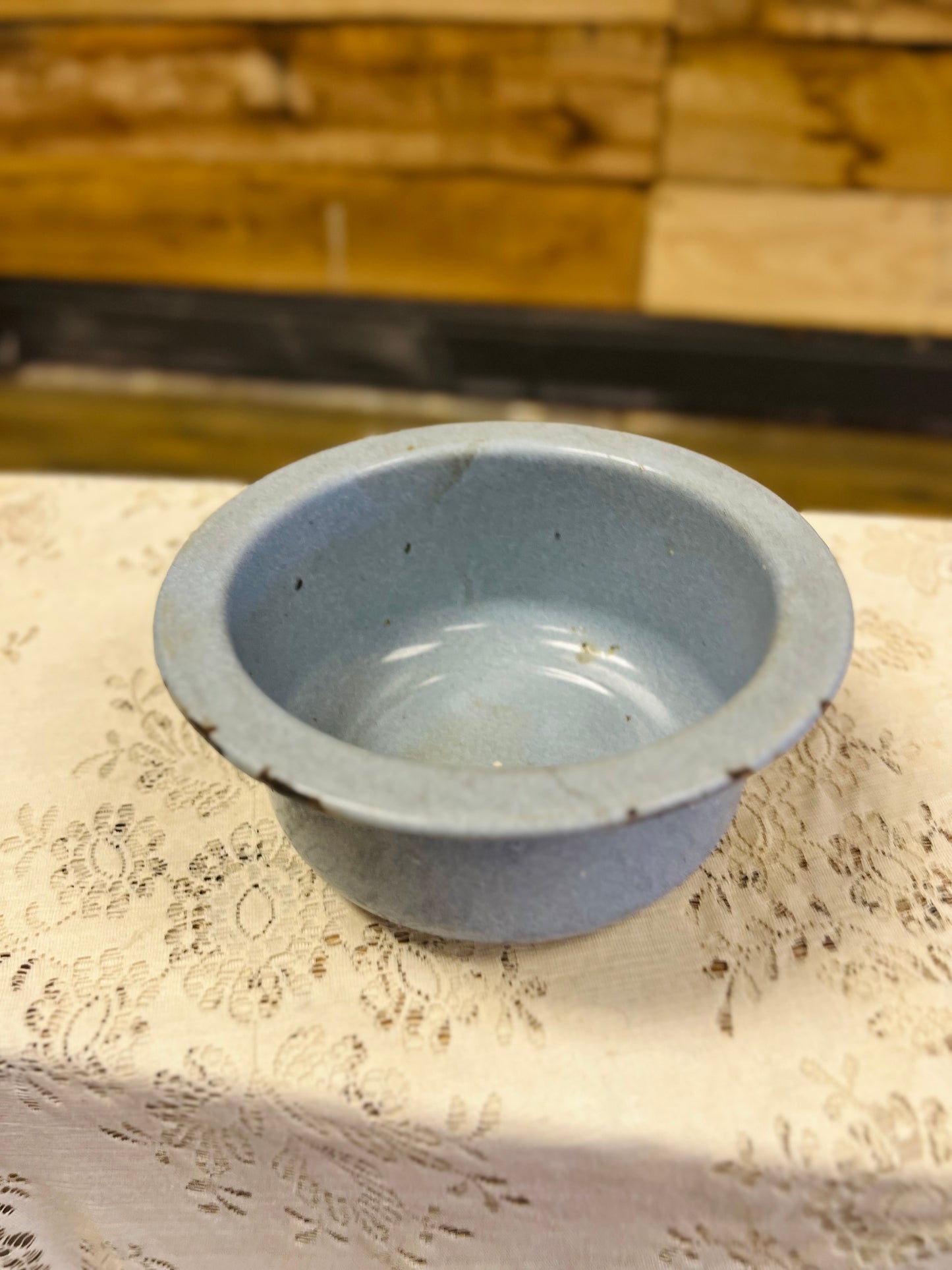 Vintage Blue Federal Glasweld Pot