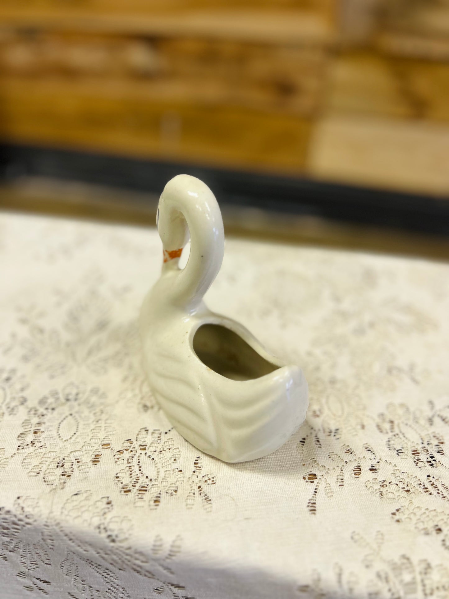 Vintage Swan Planter with Specks