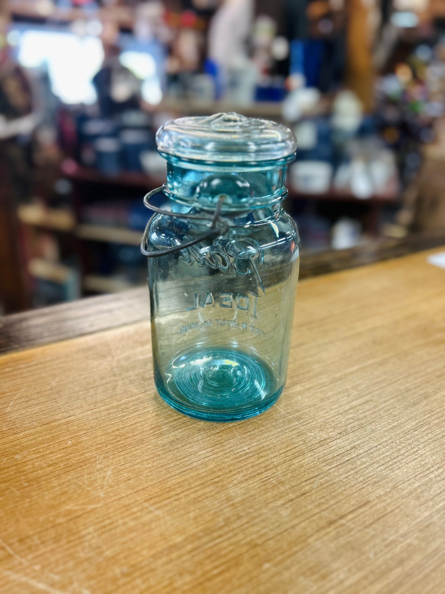 Antique Blue "Ball Ideal" Mason Jar with Lid