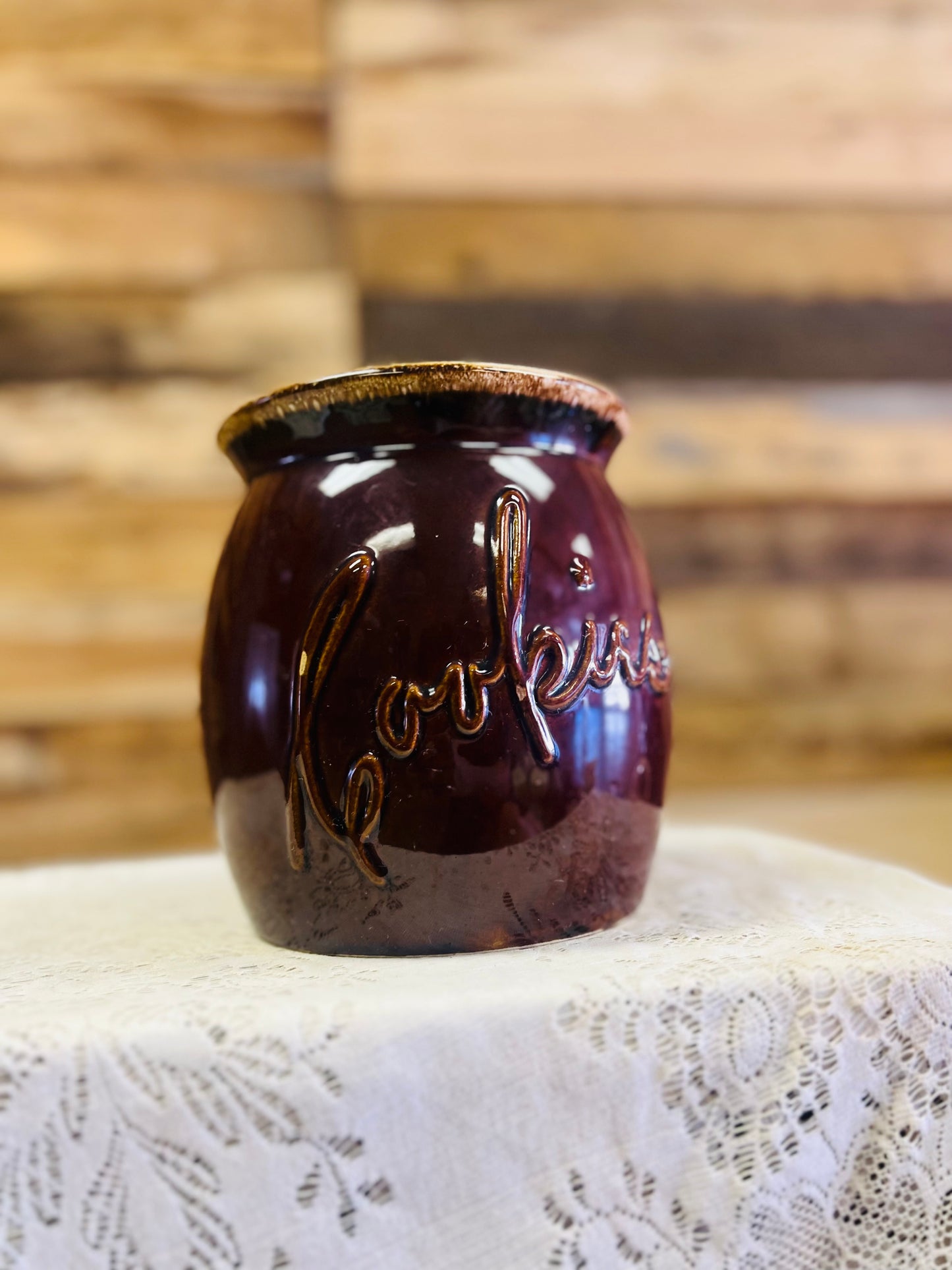 Vintage Hull Pottery Brown Cookies Jar