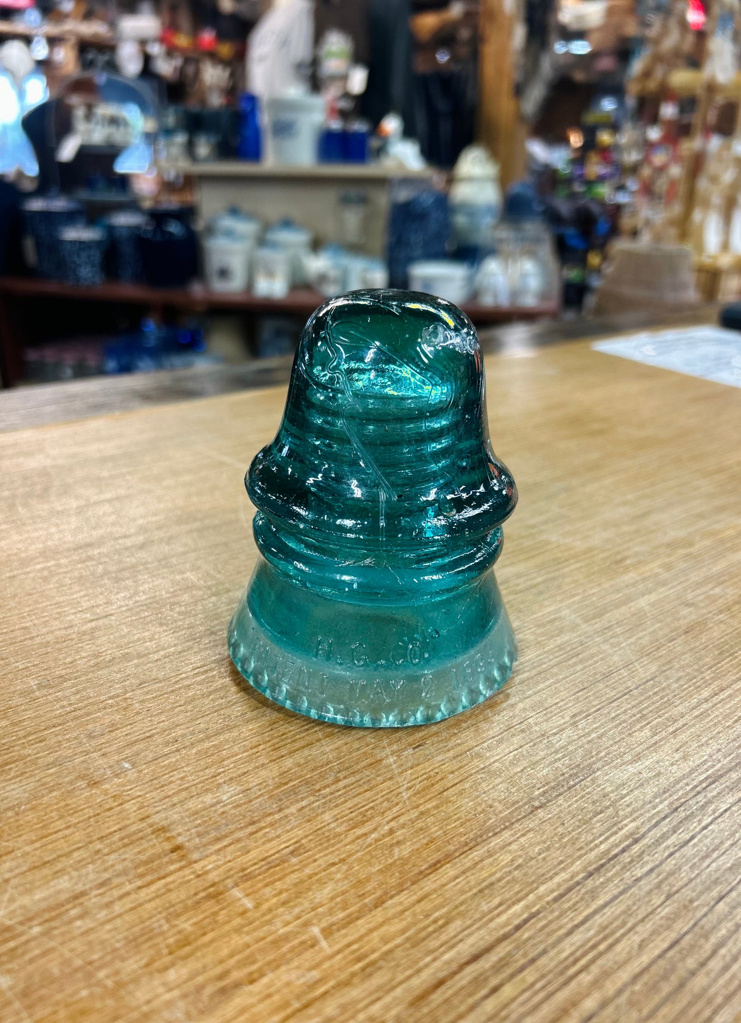 Antique 1893 Petticoat Blue Glass Insulator