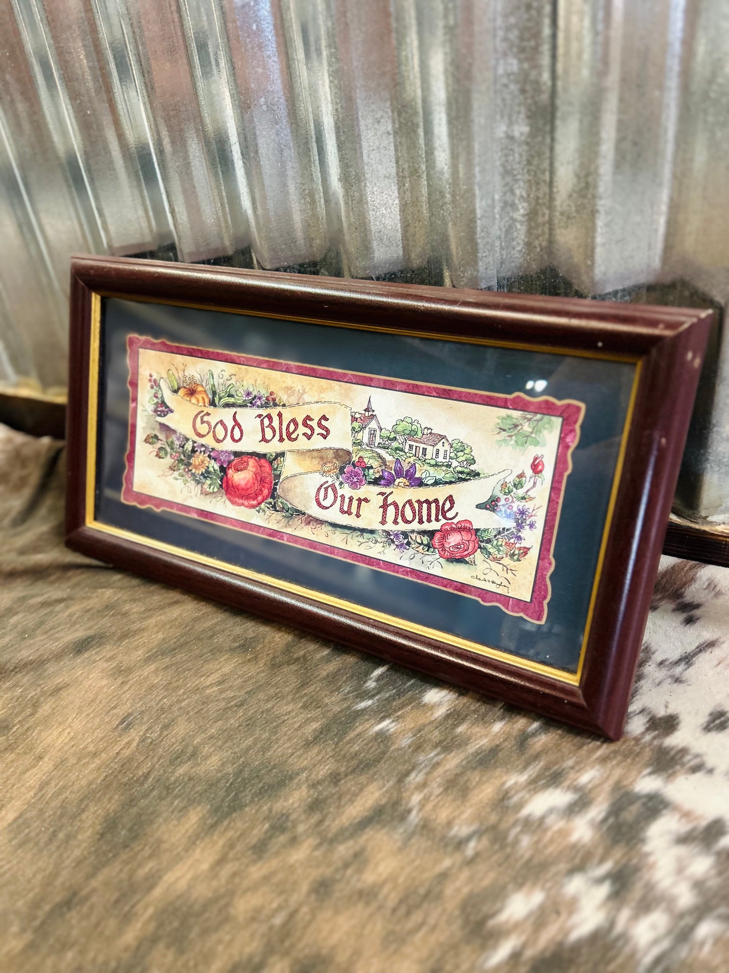Vintage "God Bless Our Home"  Sign
