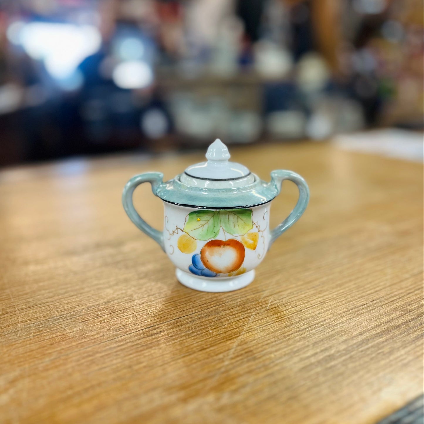 Vintage Hand Painted Fruit Design Sugar Dish