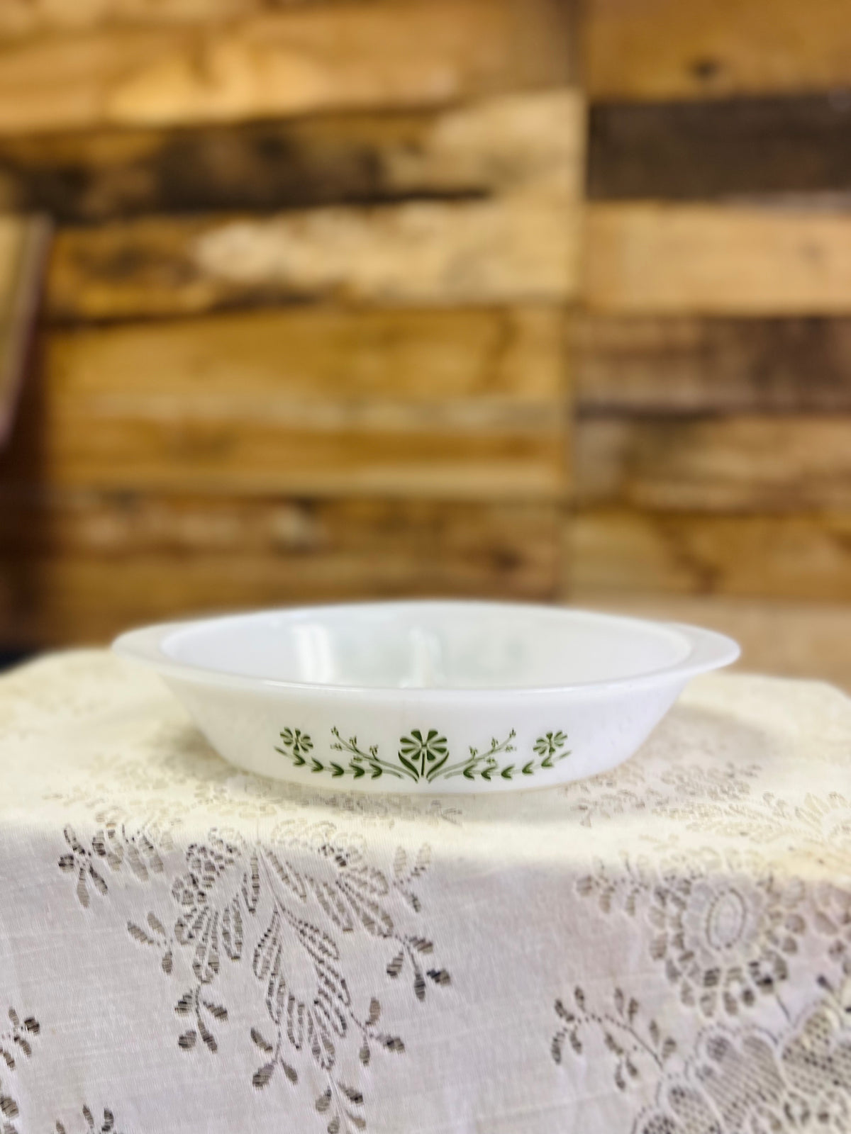 Vintage Green Daisy Divided Baking Dish