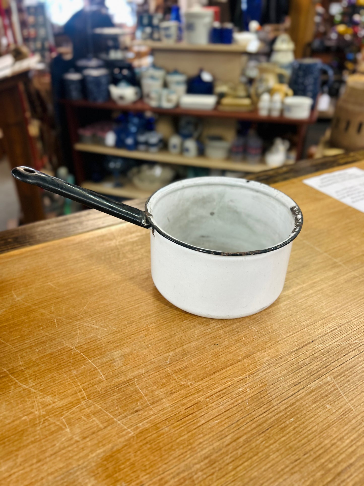 Vintage Large Pot with Black Trim