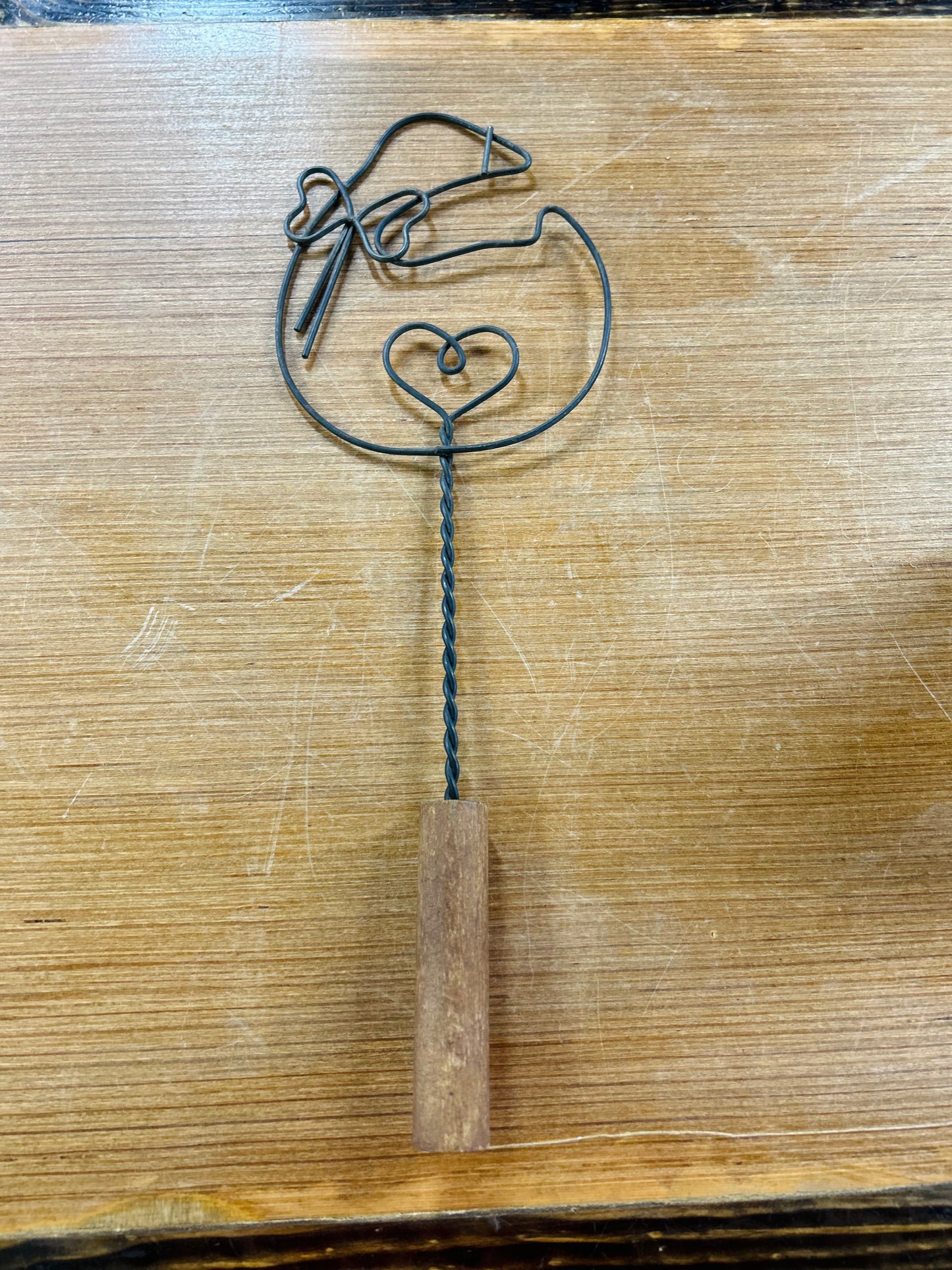 Vintage Style Rug Beater Goose With Heart and Wooden Handle