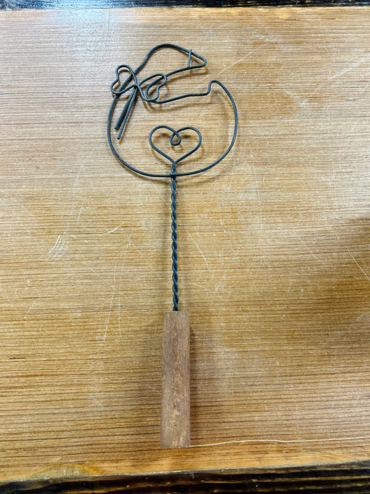 Vintage Style Rug Beater Goose With Heart and Wooden Handle