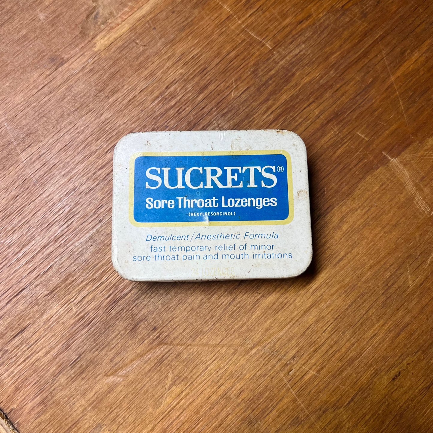 Sucrets Sore Throat Lozenges Metal Tin (Blue)