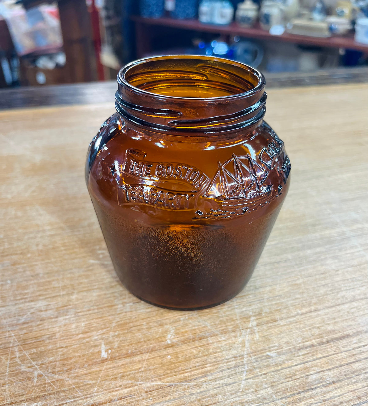 Vintage 1976 Anchor Hocking American Revolution &The Boston Tea Party Jar