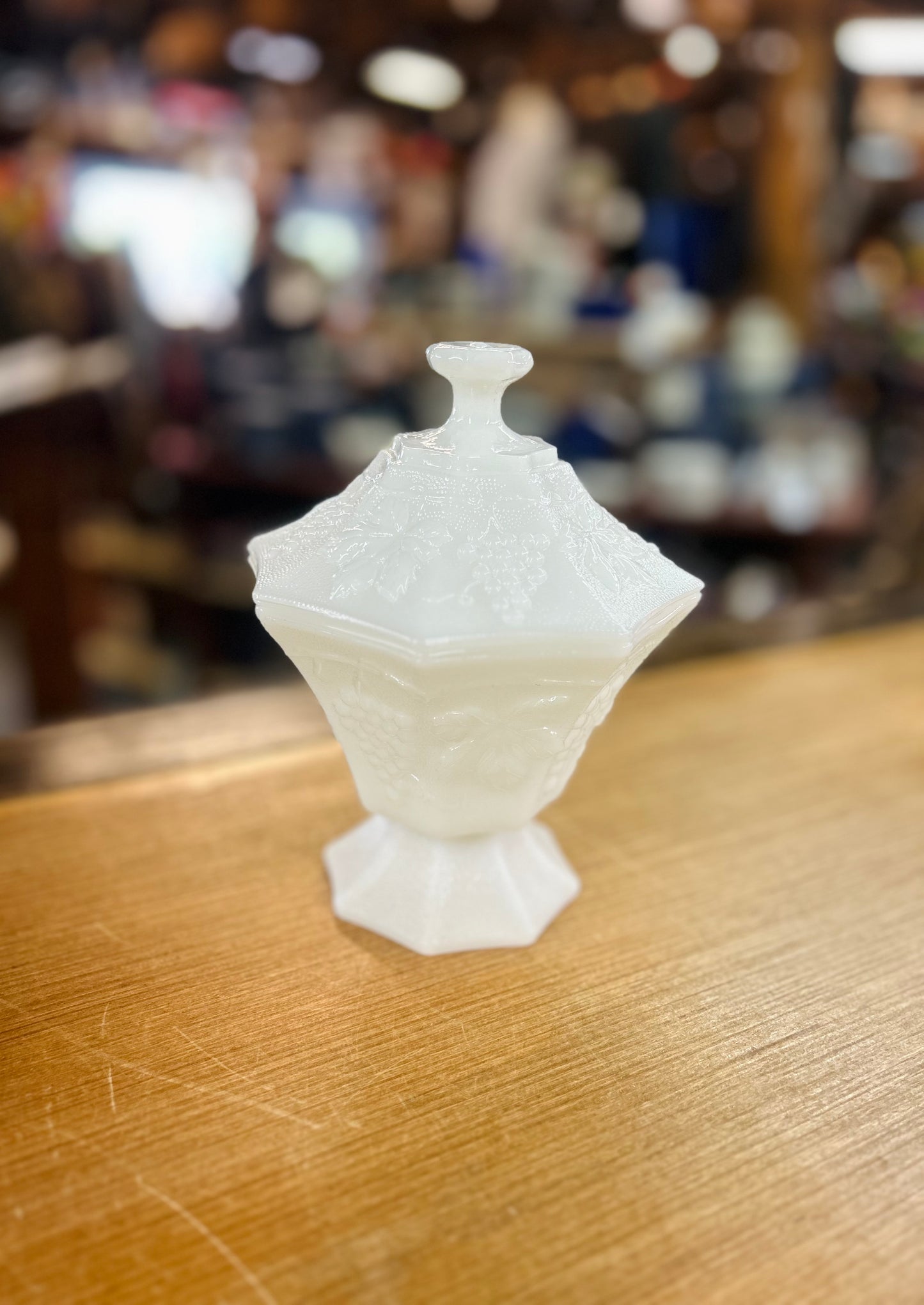Vintage Anchor Hocking White Milk Glass Compote