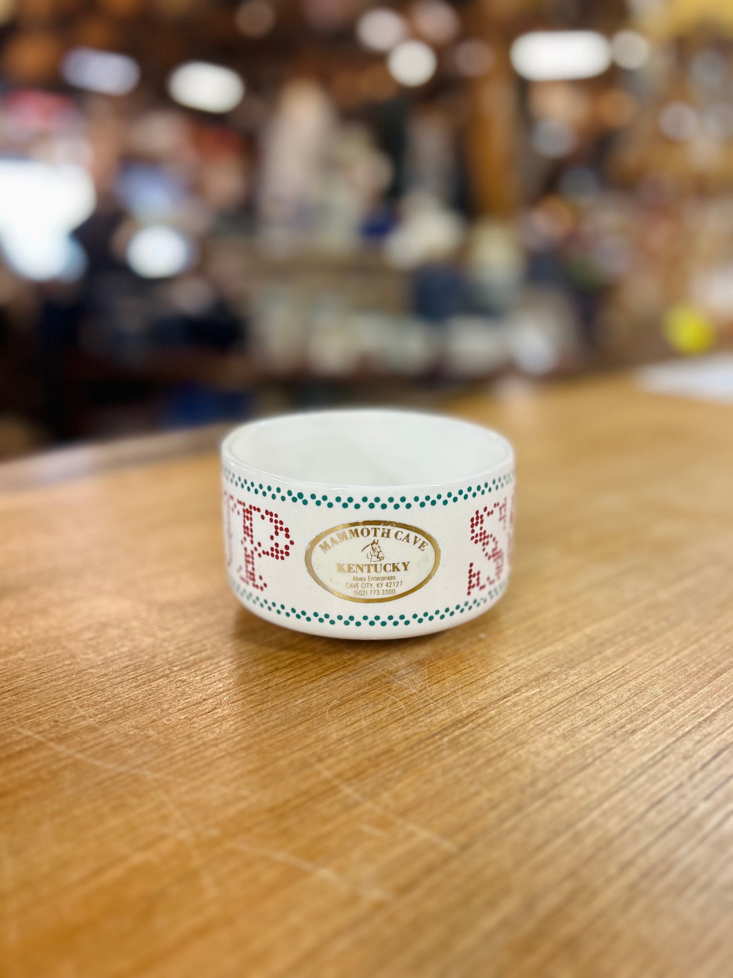 Vintage 1970's Houston Foods Ceramic Soup Mug with Needlepoint Pattern
