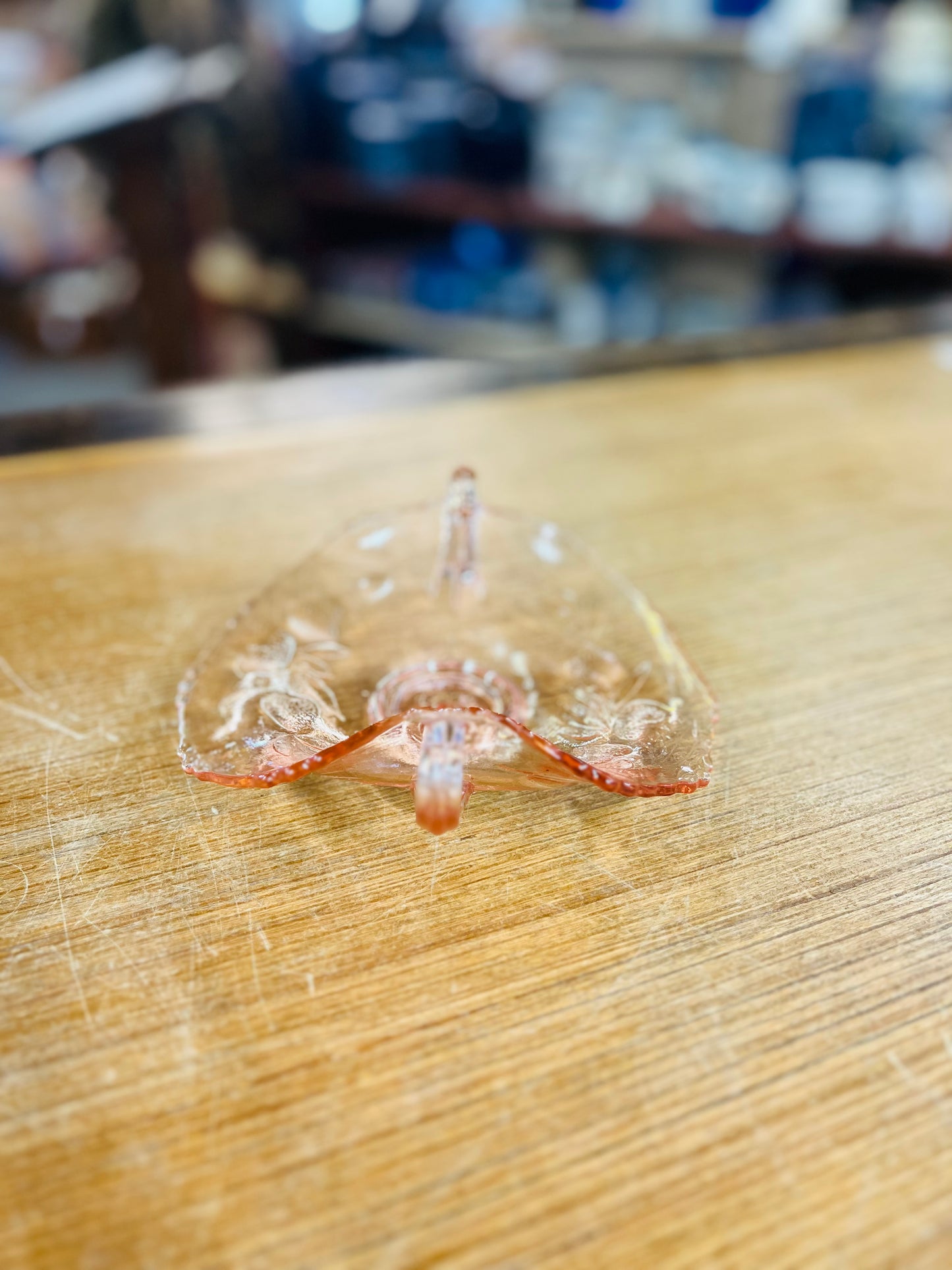 Vintage Pink Depression Glas Candy Dish