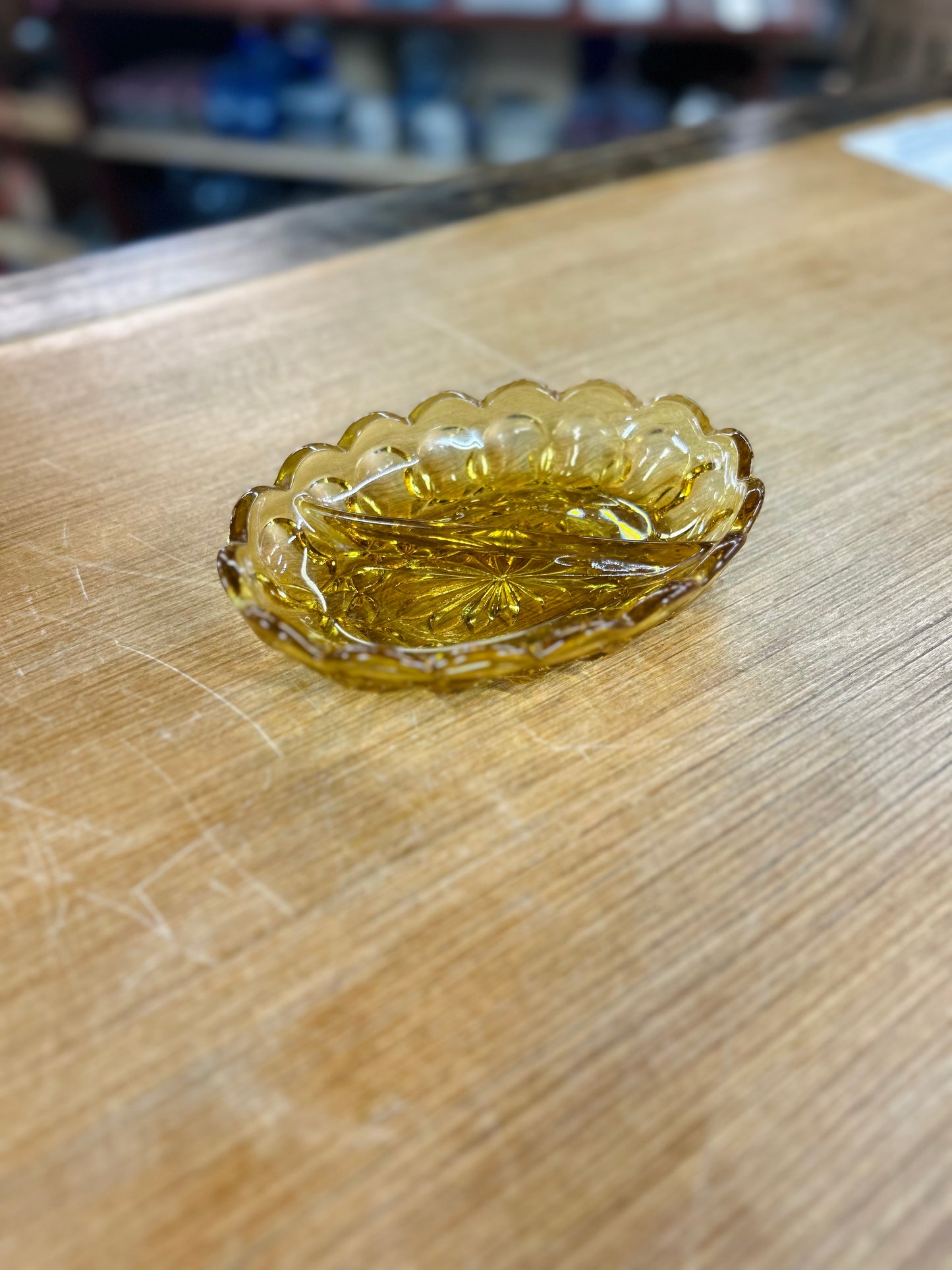Vintage Anchor Hocking Fairfield Amber Divided Relish Dish