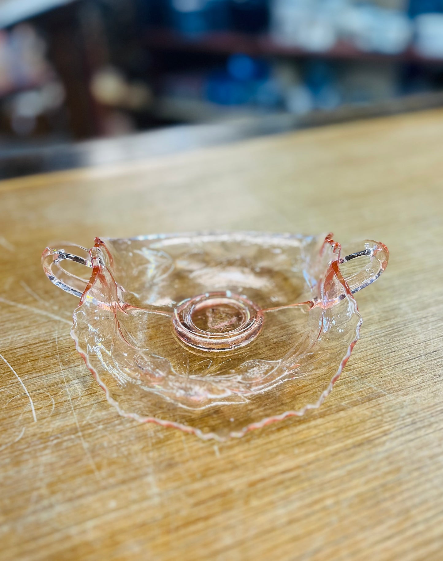 Vintage Pink Depression Glas Candy Dish