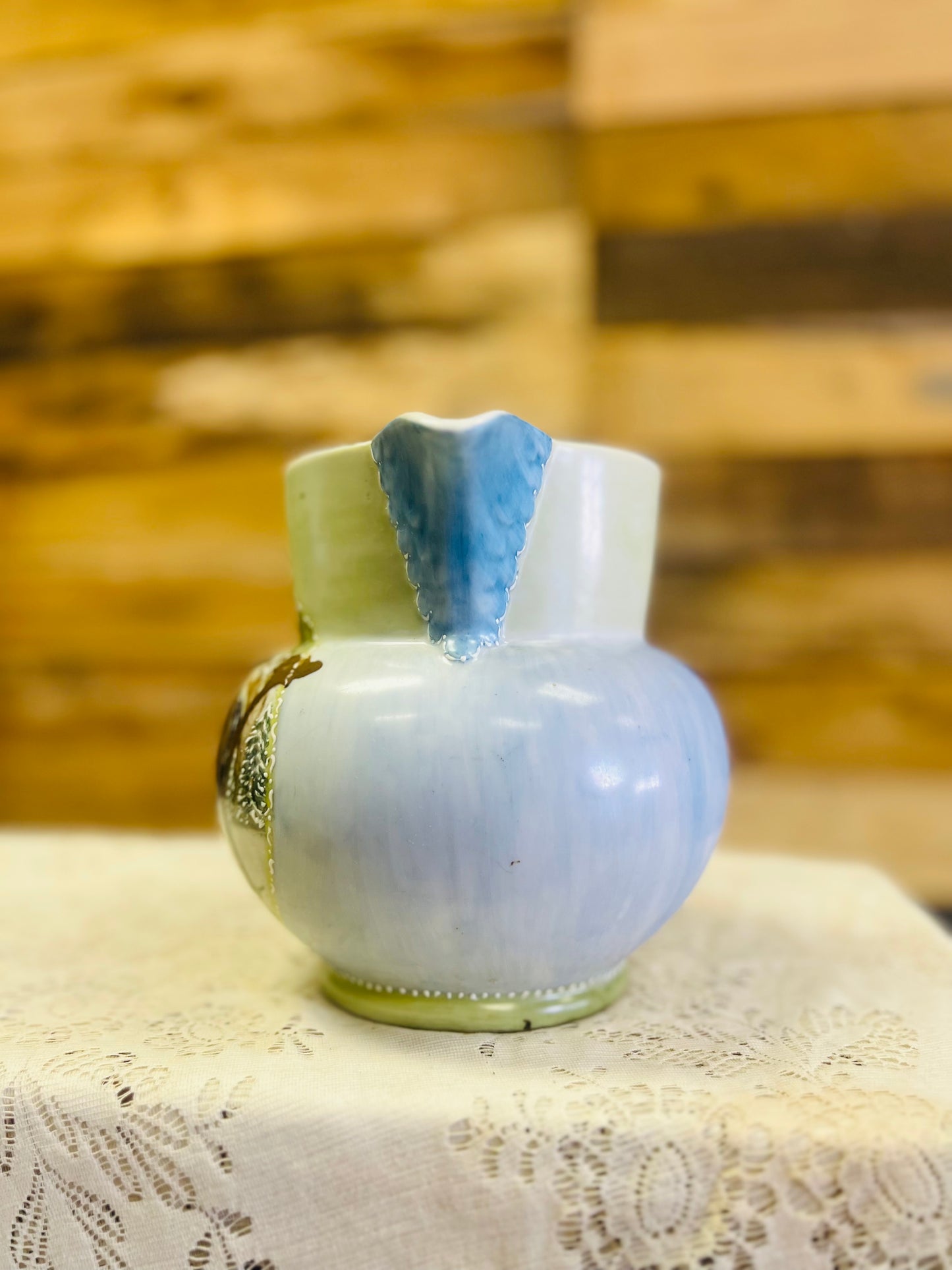 Vintage Ceramic Pitcher with Hand Painted Scene of Horse