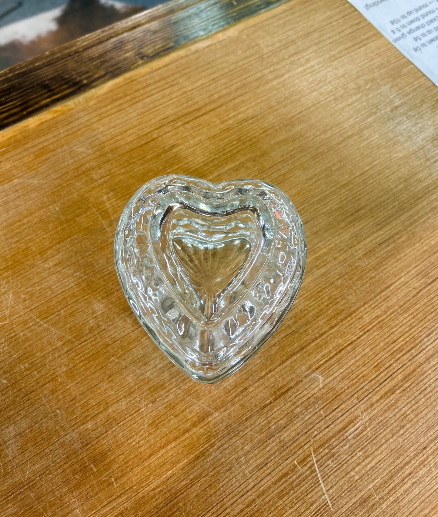 Vintage Homco Crystal American Fostoria Pattern Heart Shaped Dish