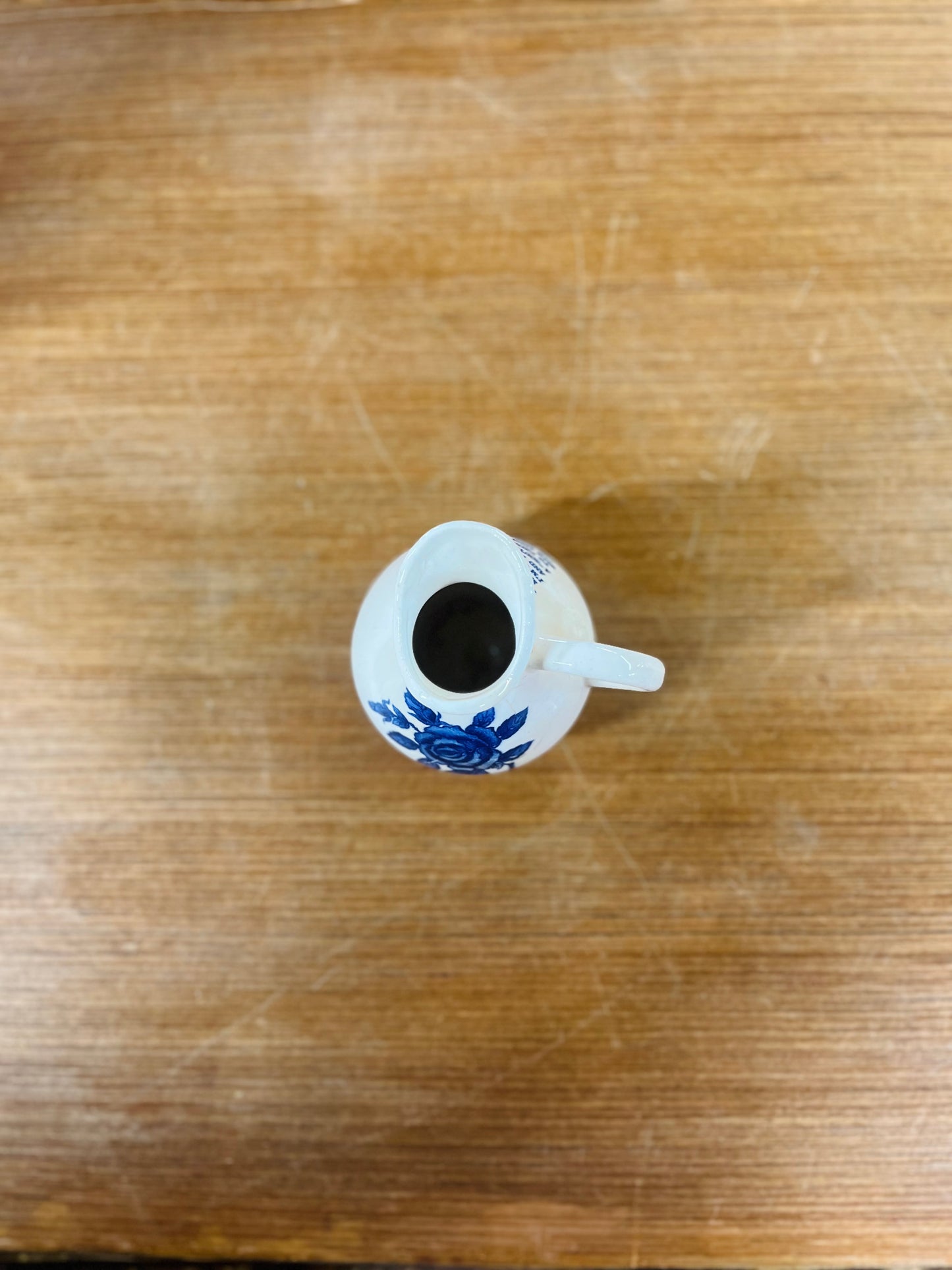 Vintage Blue Floral Ceramic "Lefty" Pitcher