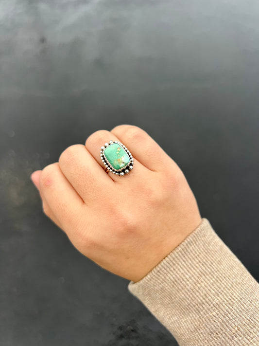 Genuine Green Turquoise Square Ring