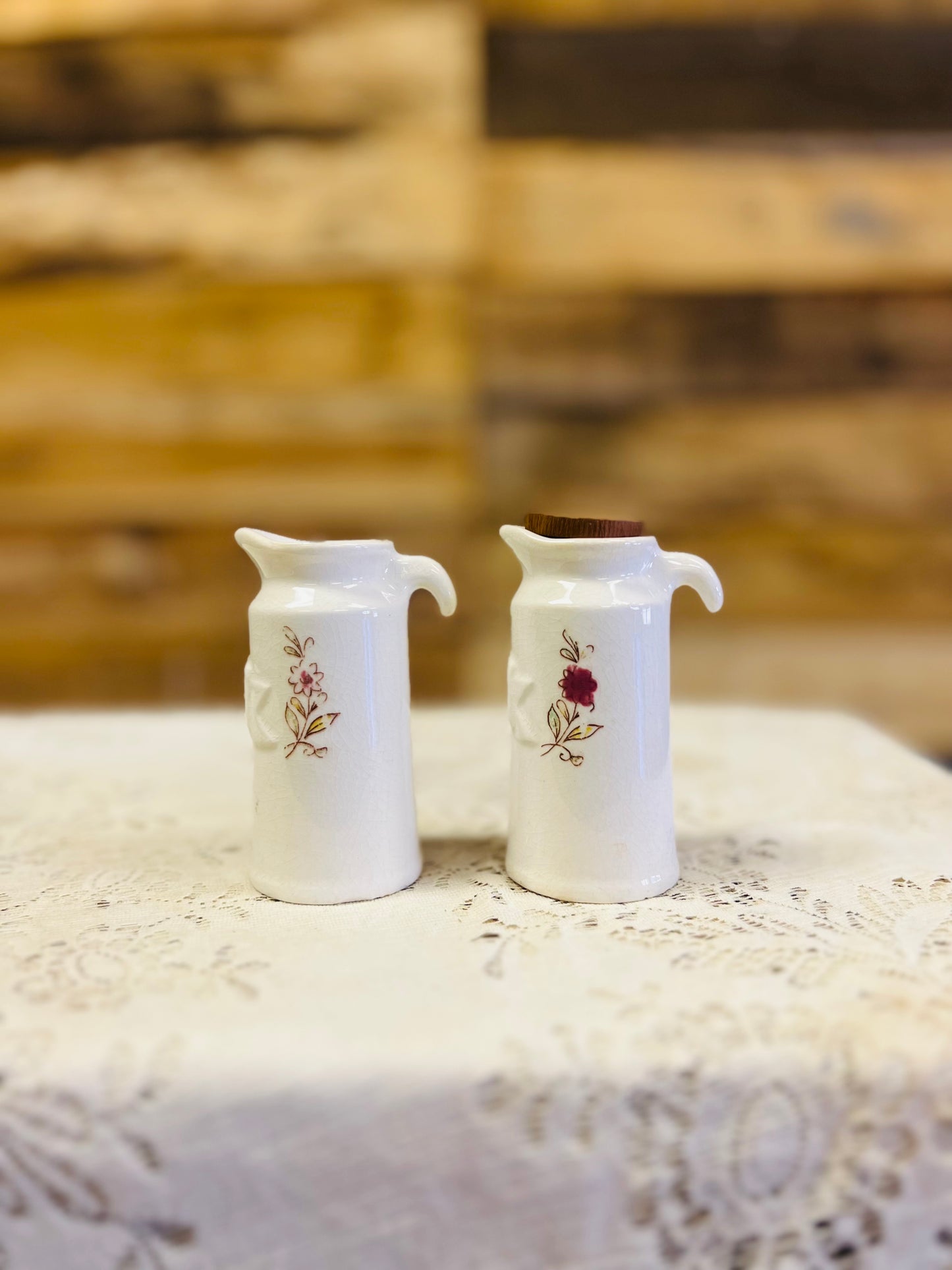 Vintage Japan Oil and Vinegar Set with Floral Design