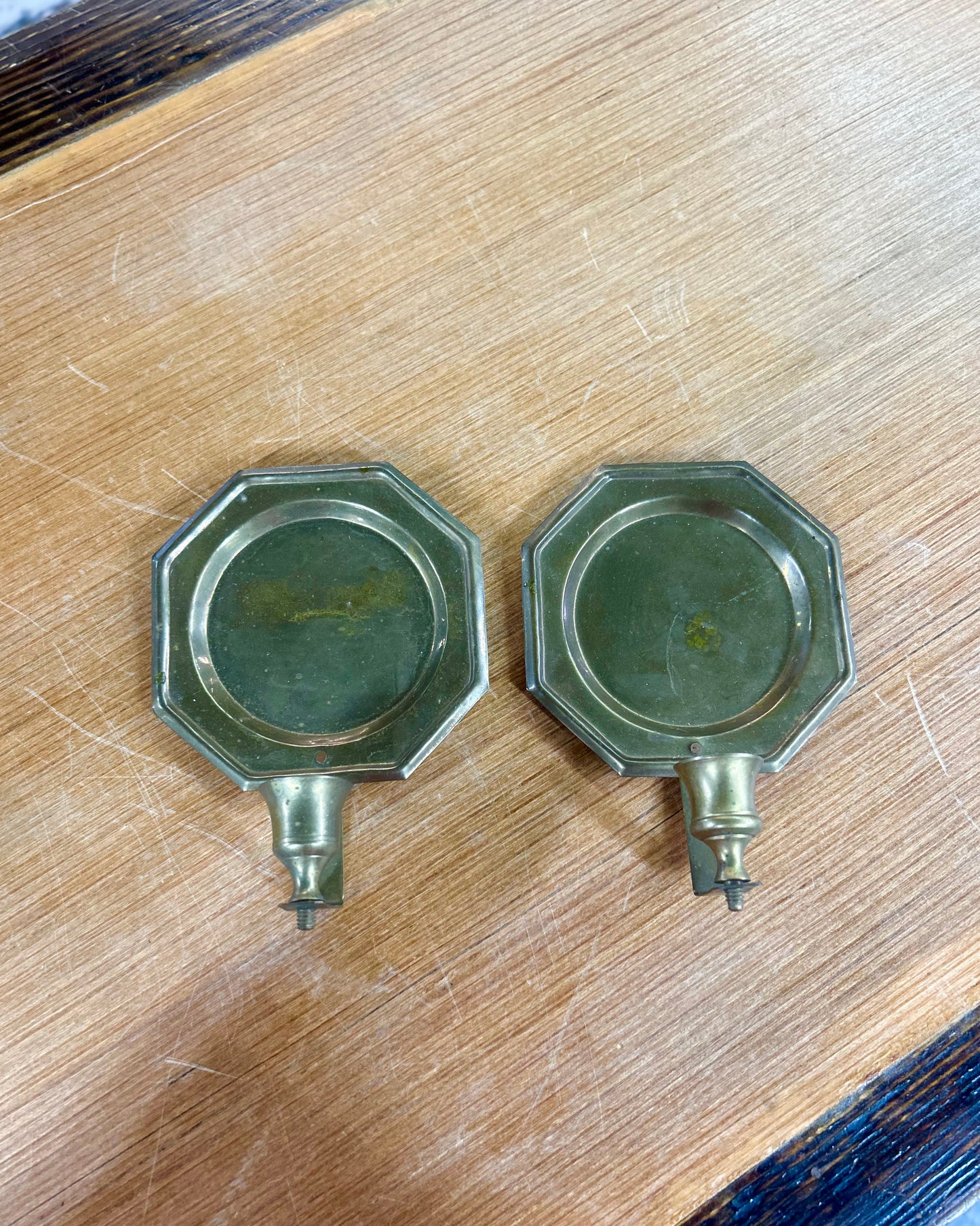 Vintage Brass Candle Wall Sconce Set
