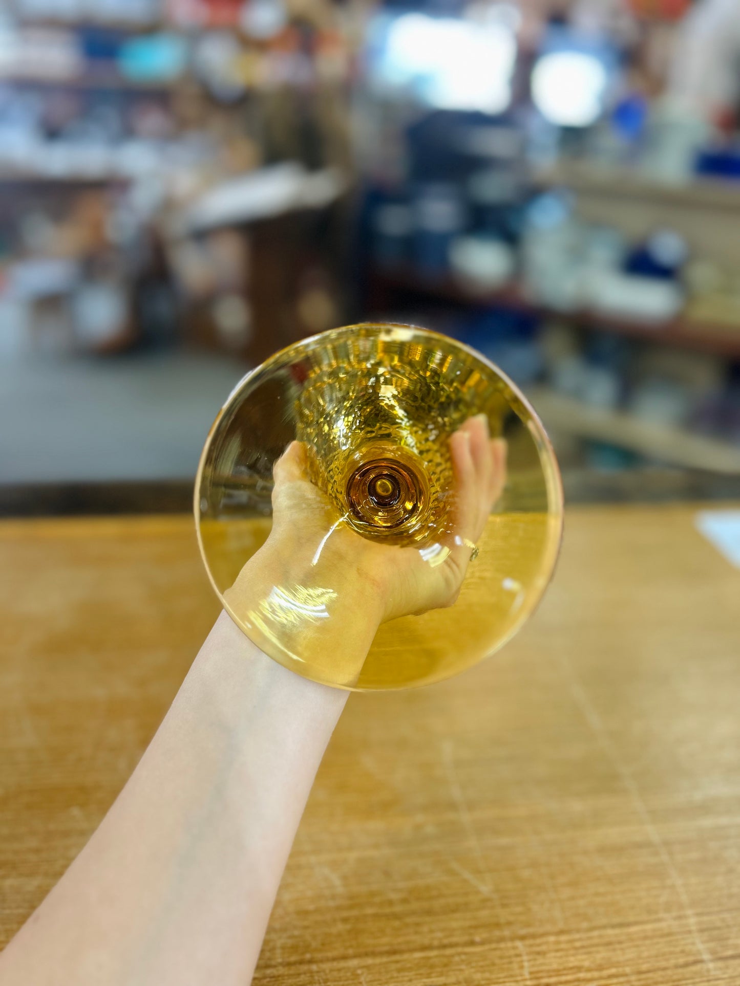 Vintage Amber Glass Vase with Bubble Pattern