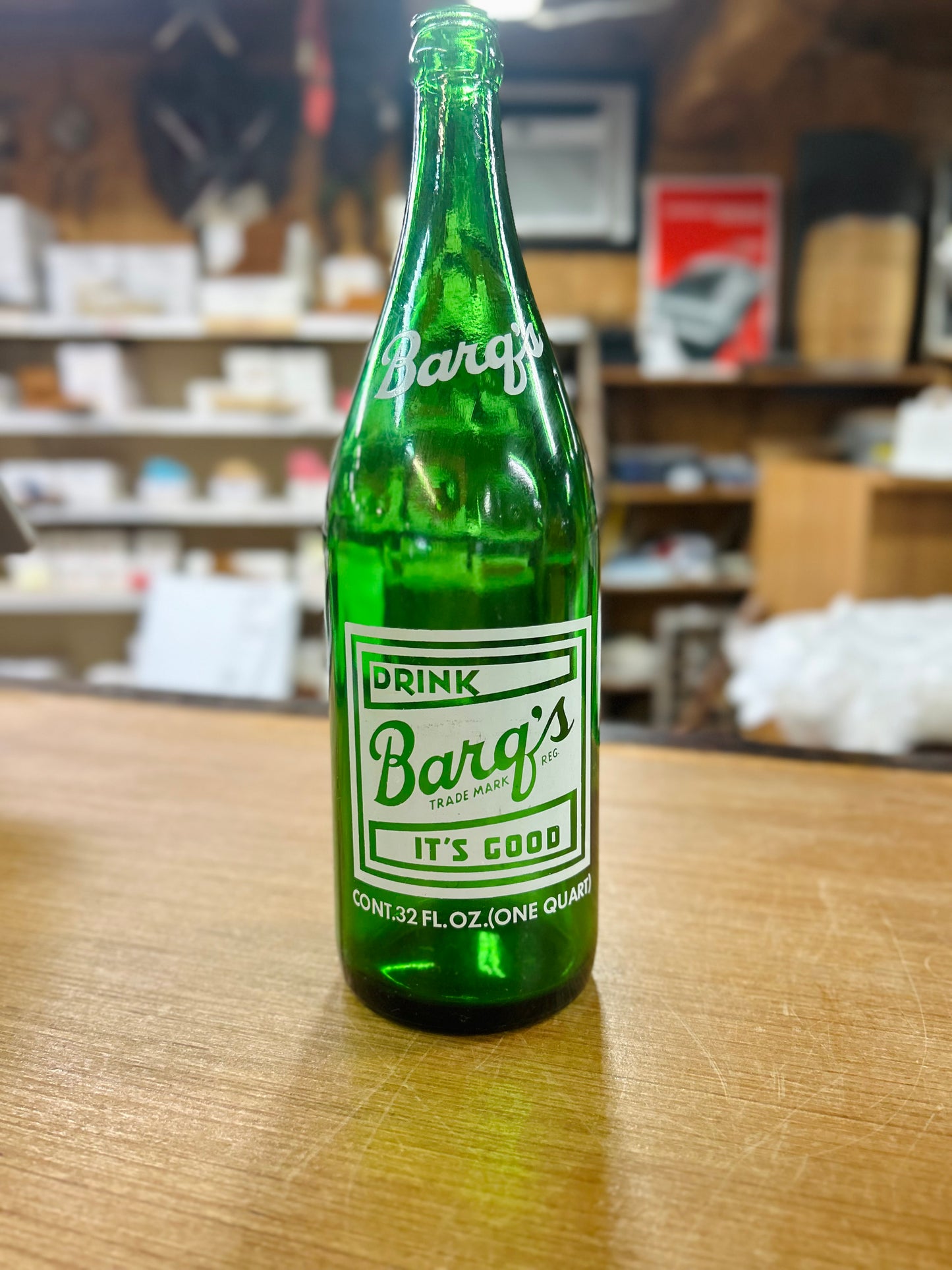 Vintage Barg's Green Glass Bottle
