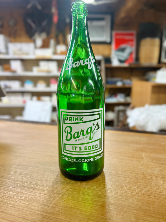 Vintage Barg's Green Glass Bottle