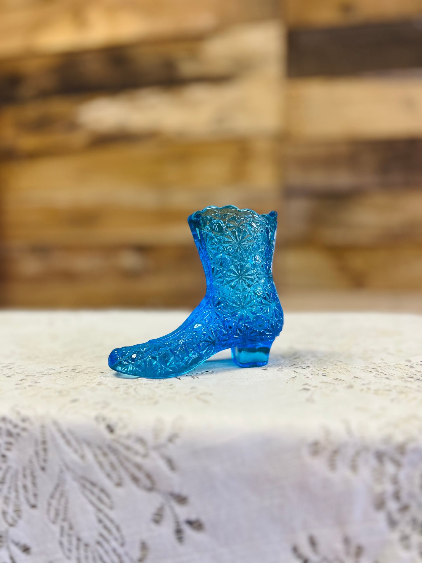 Vintage Blue Glass Boot