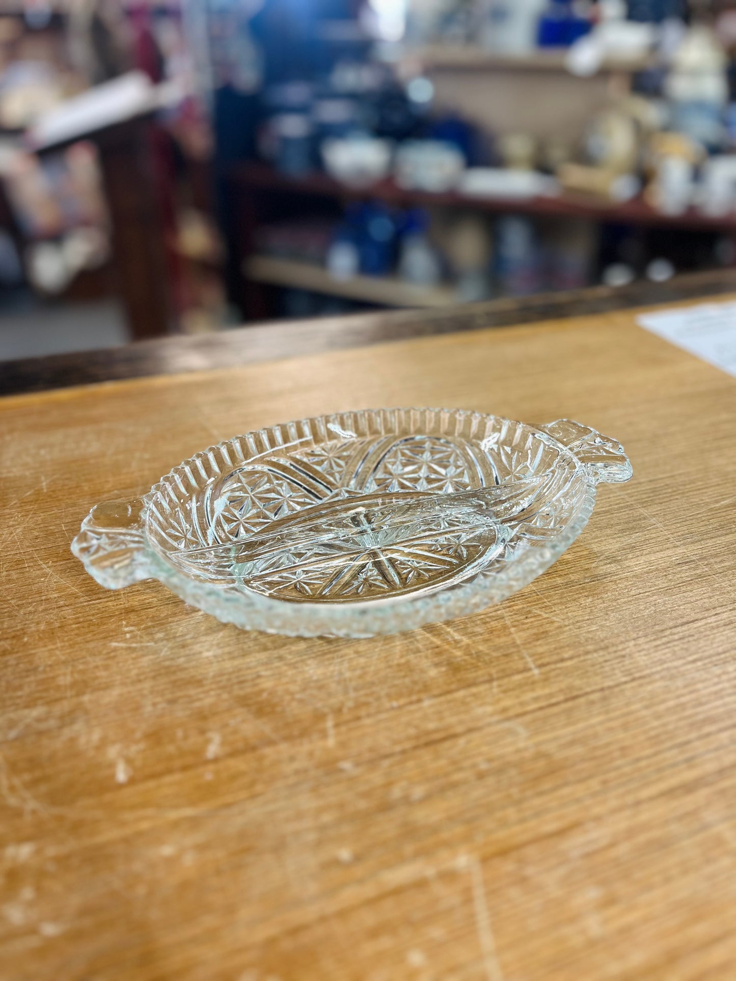 Vintage Clear Pressed Glass Dish
