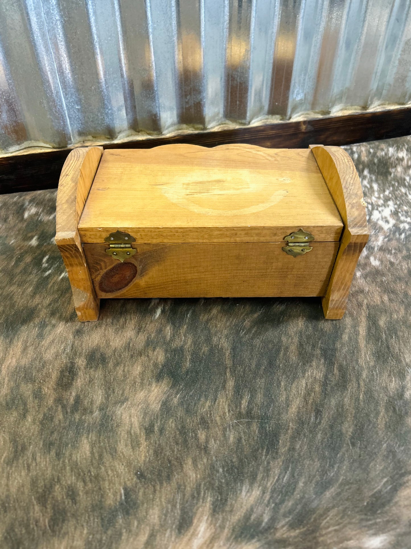Vintage Wooden Box with Flip Lid