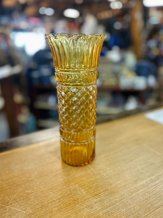 Vintage Tall Amber Glass Vase