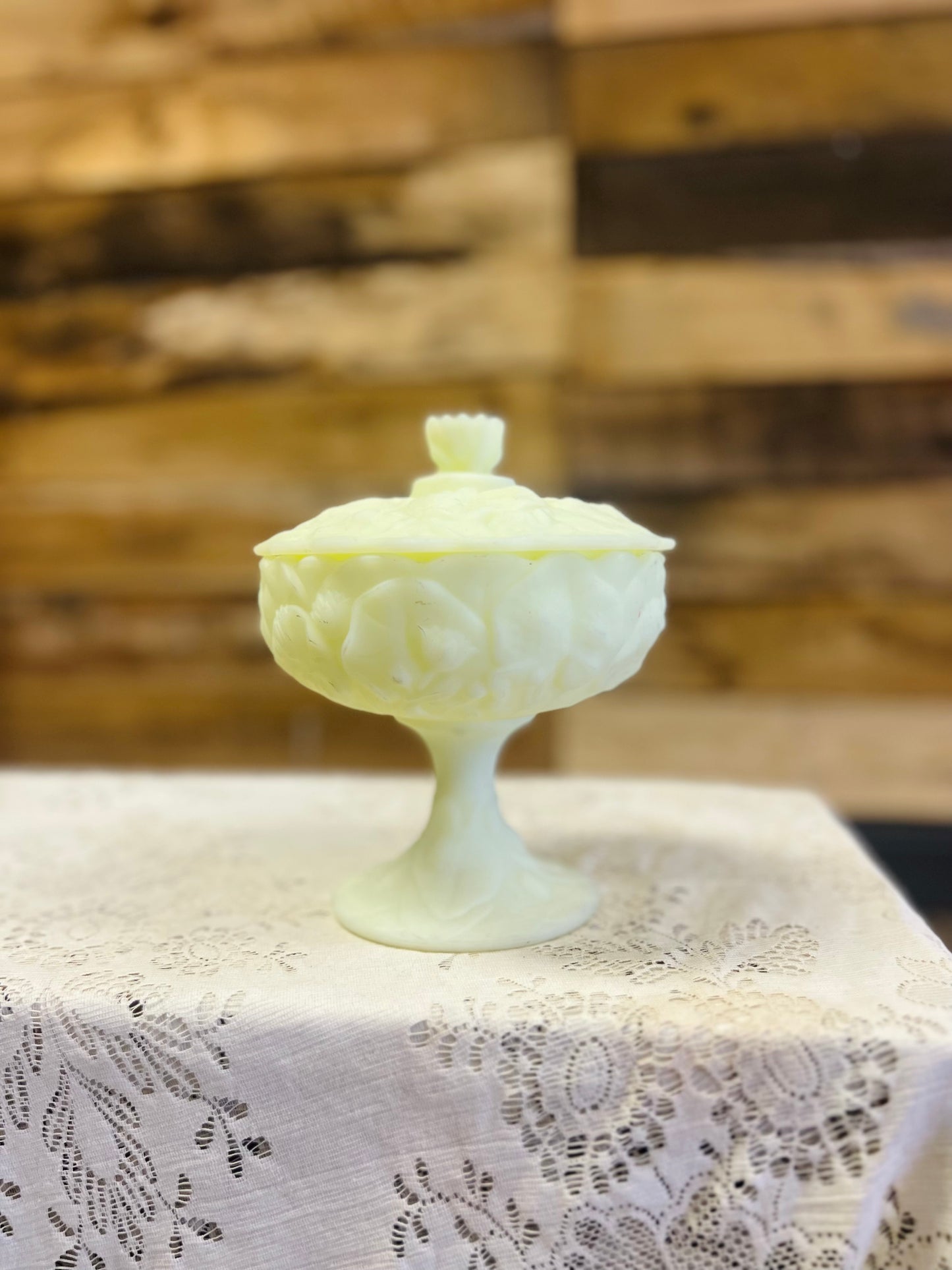 Vintage Fenton Water Lily Compote Dish with Lid