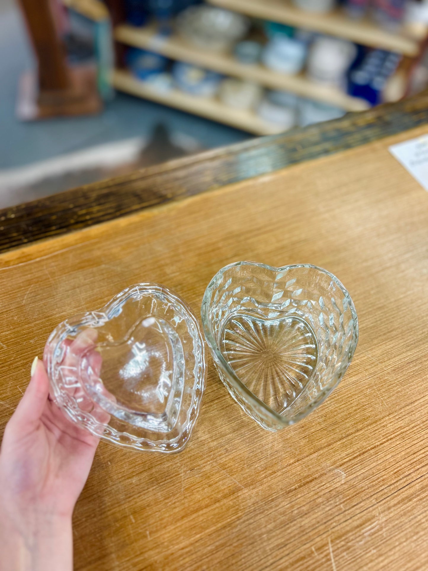 Vintage Homco Crystal American Fostoria Pattern Heart Shaped Dish