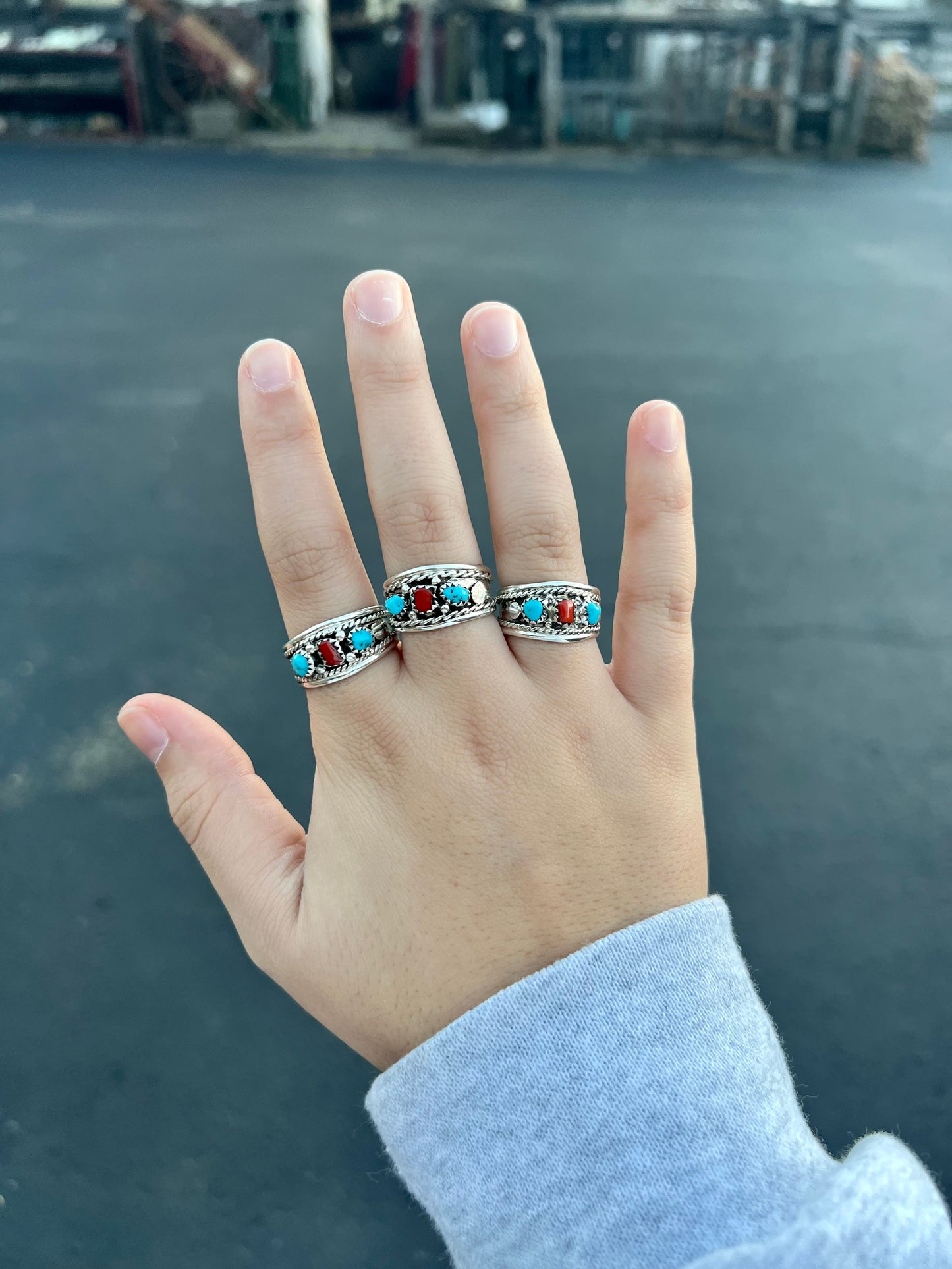 Turquoise and Coral Stone Ring