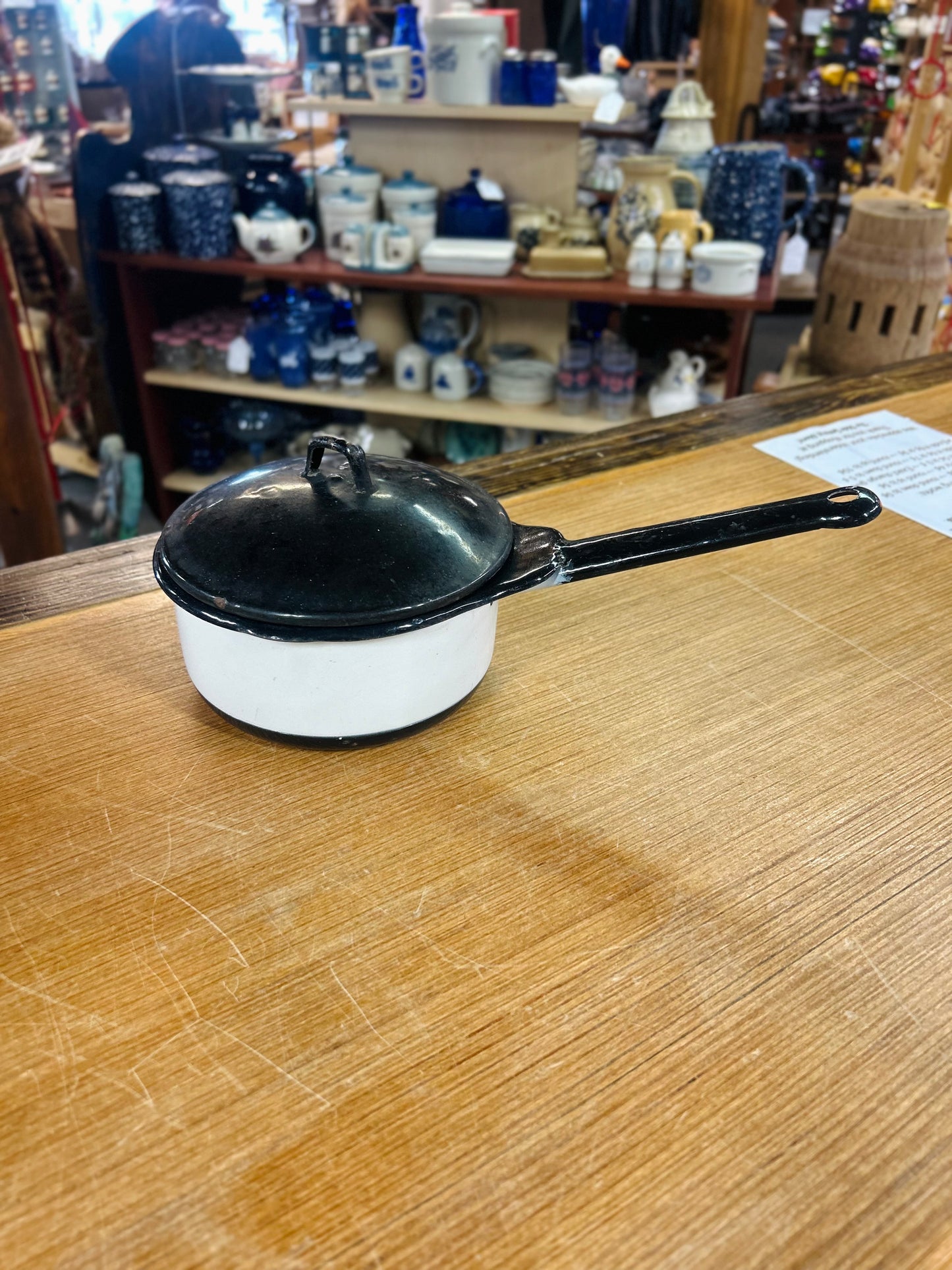 Vintage Pot with Black Lid