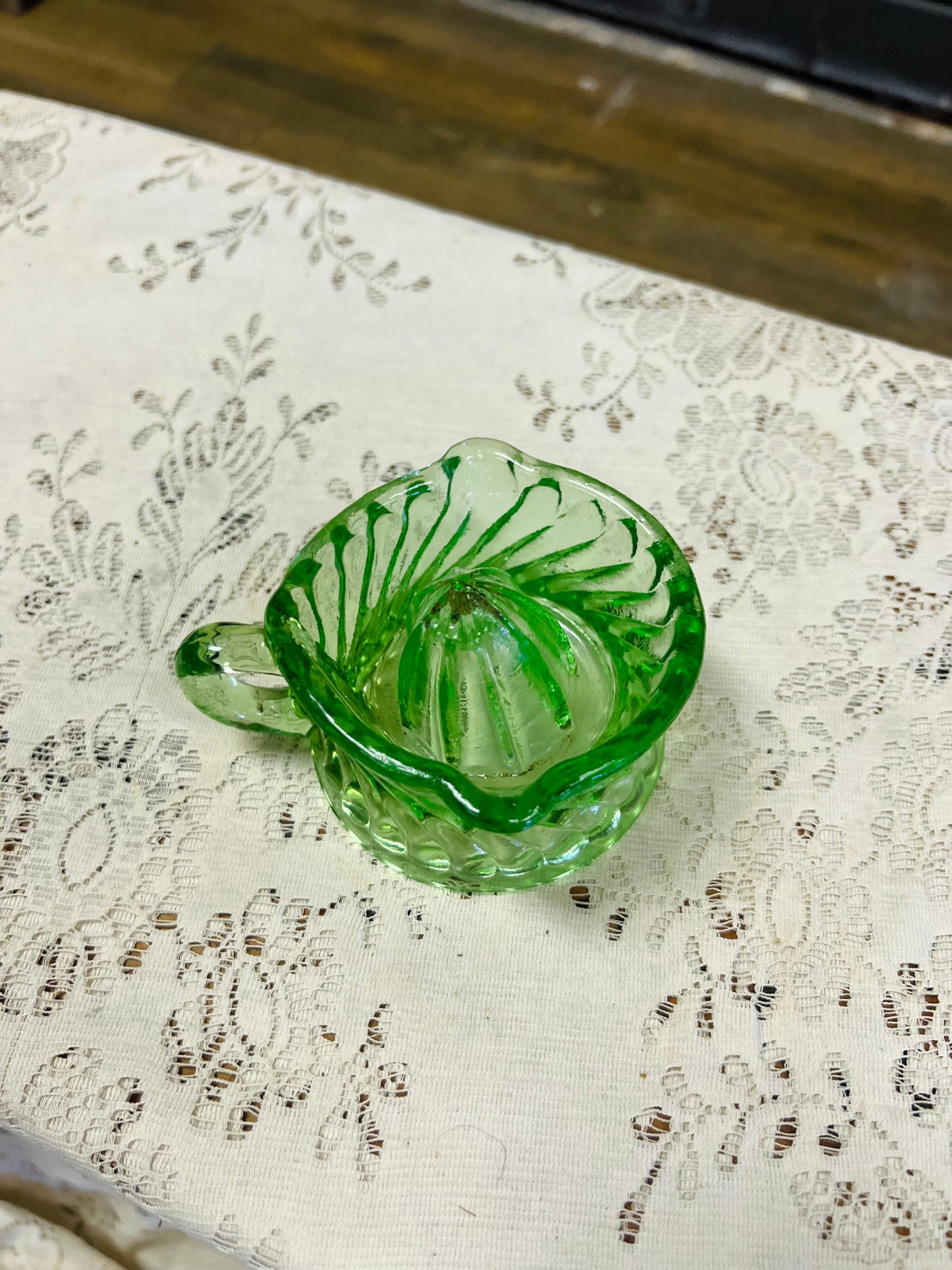 Vintage Green Glass Juicer
